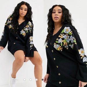 ASOS Curve Embroidered Floral Sweater Dress